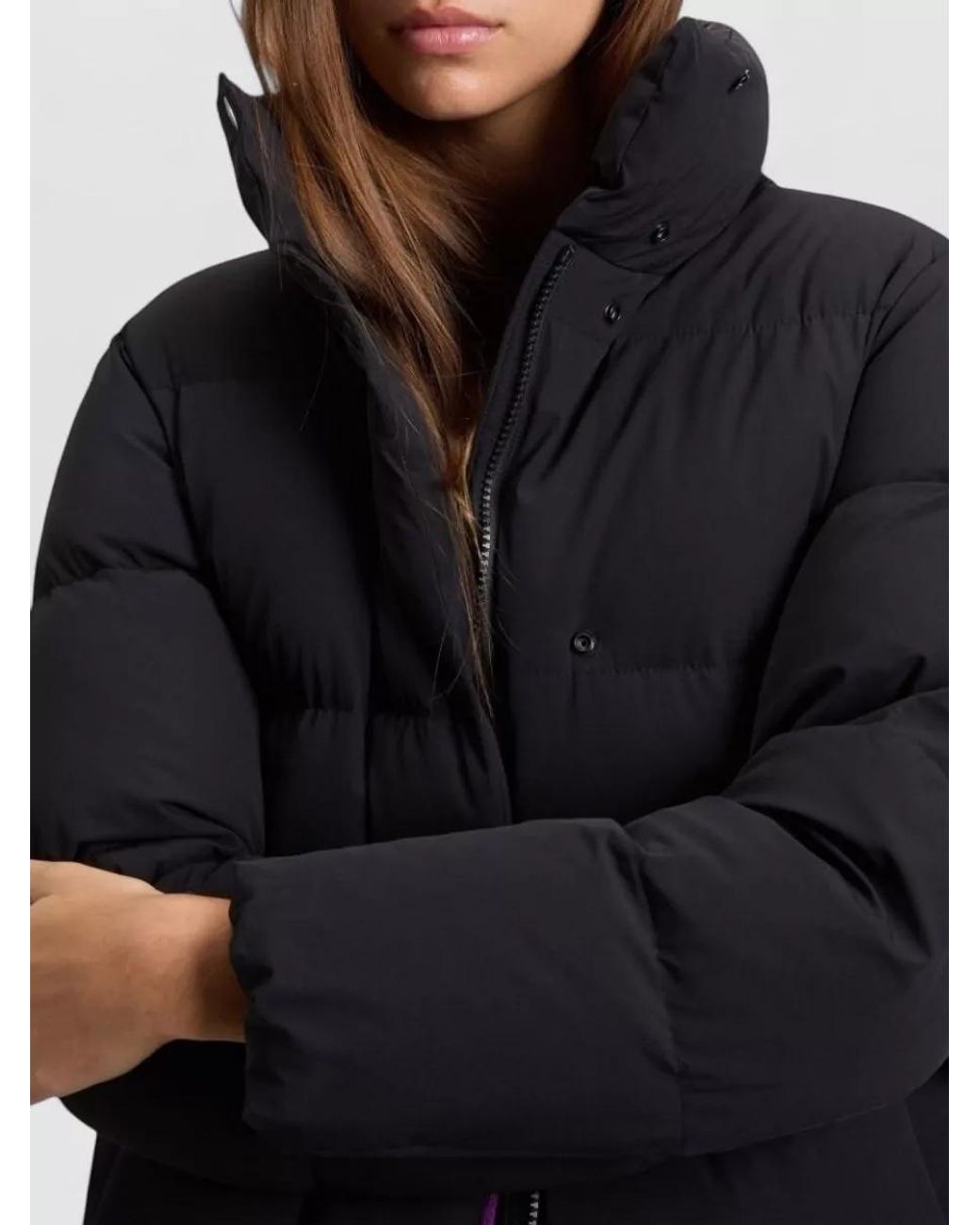 Woolrich Blue Quilted High-Neck Midi Down Jacket