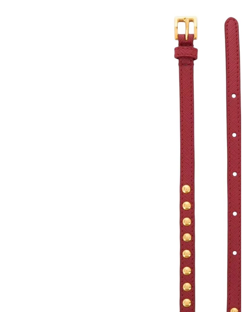 Prada White Studded Leather Belt
