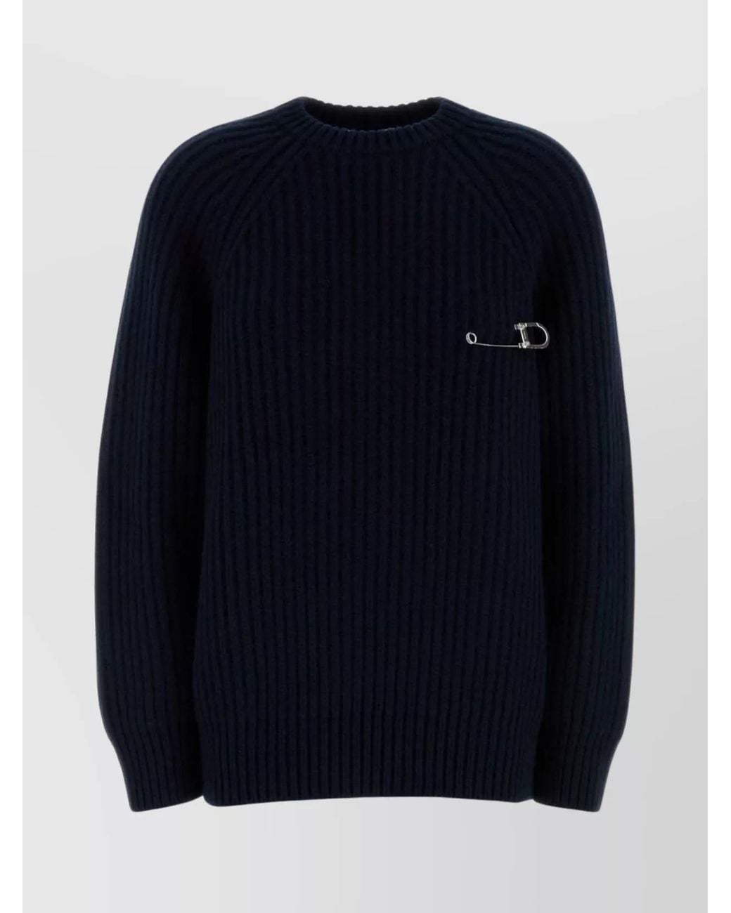 Prada Blue Ribbed-Knit Cashmere Wool Sweater
