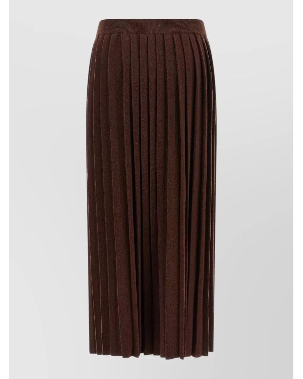 Fabiana Filippi Brown Cashmere Silk Virgin Wool Knitted Pleated Skirt