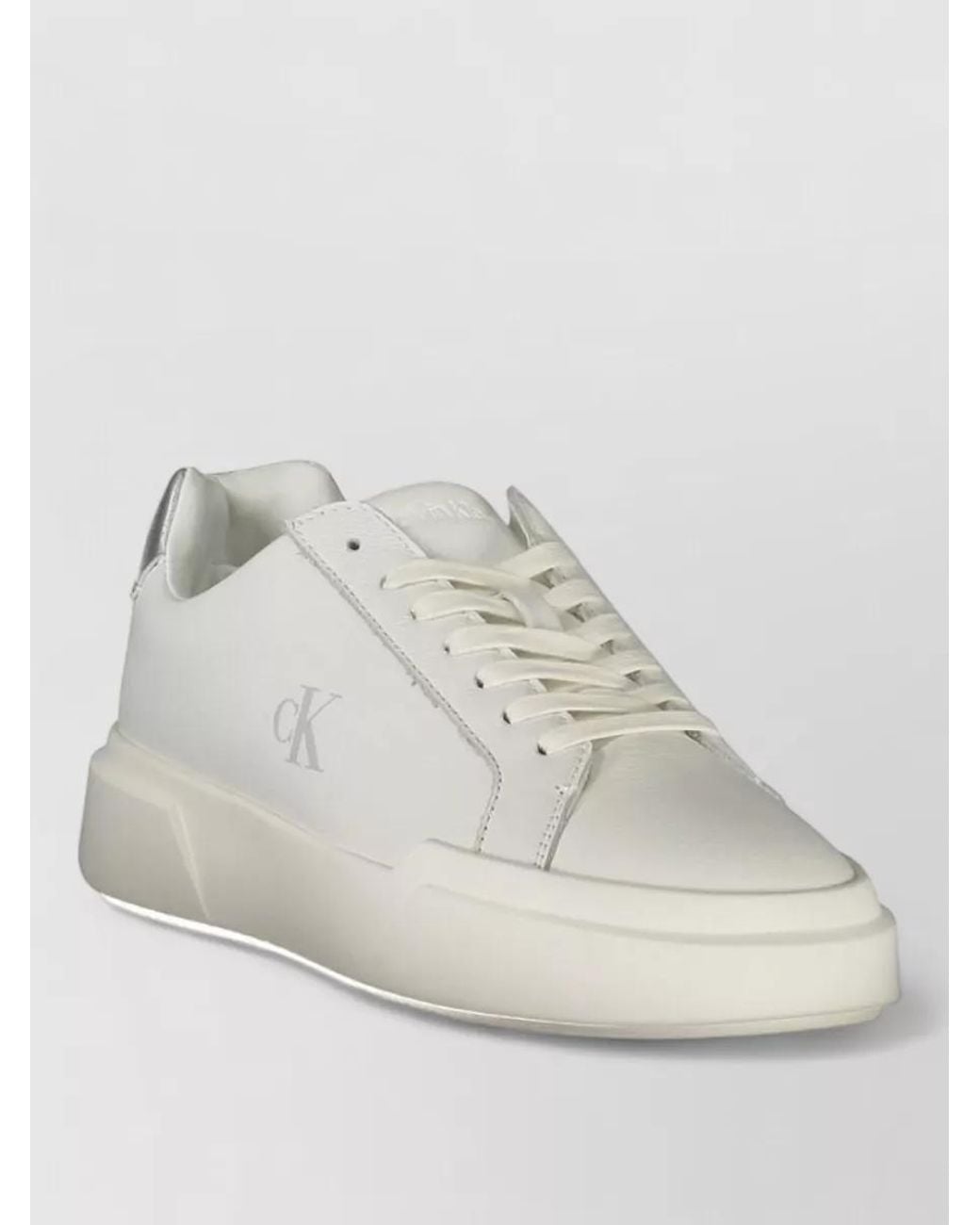 Calvin Klein White Leather Lace-Up Sneakers