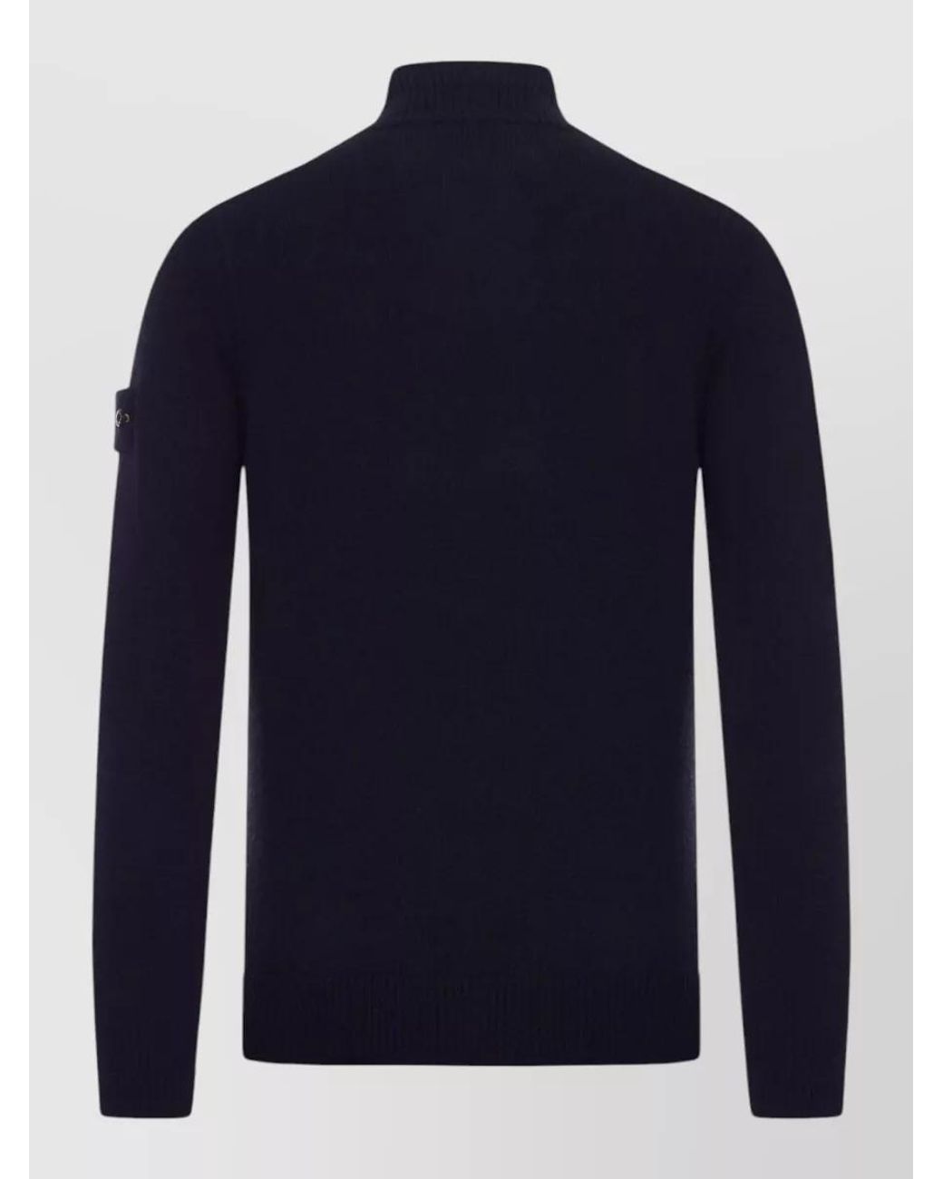 Stone Island Blue Wool Ribbed Turtleneck Sweater for men
