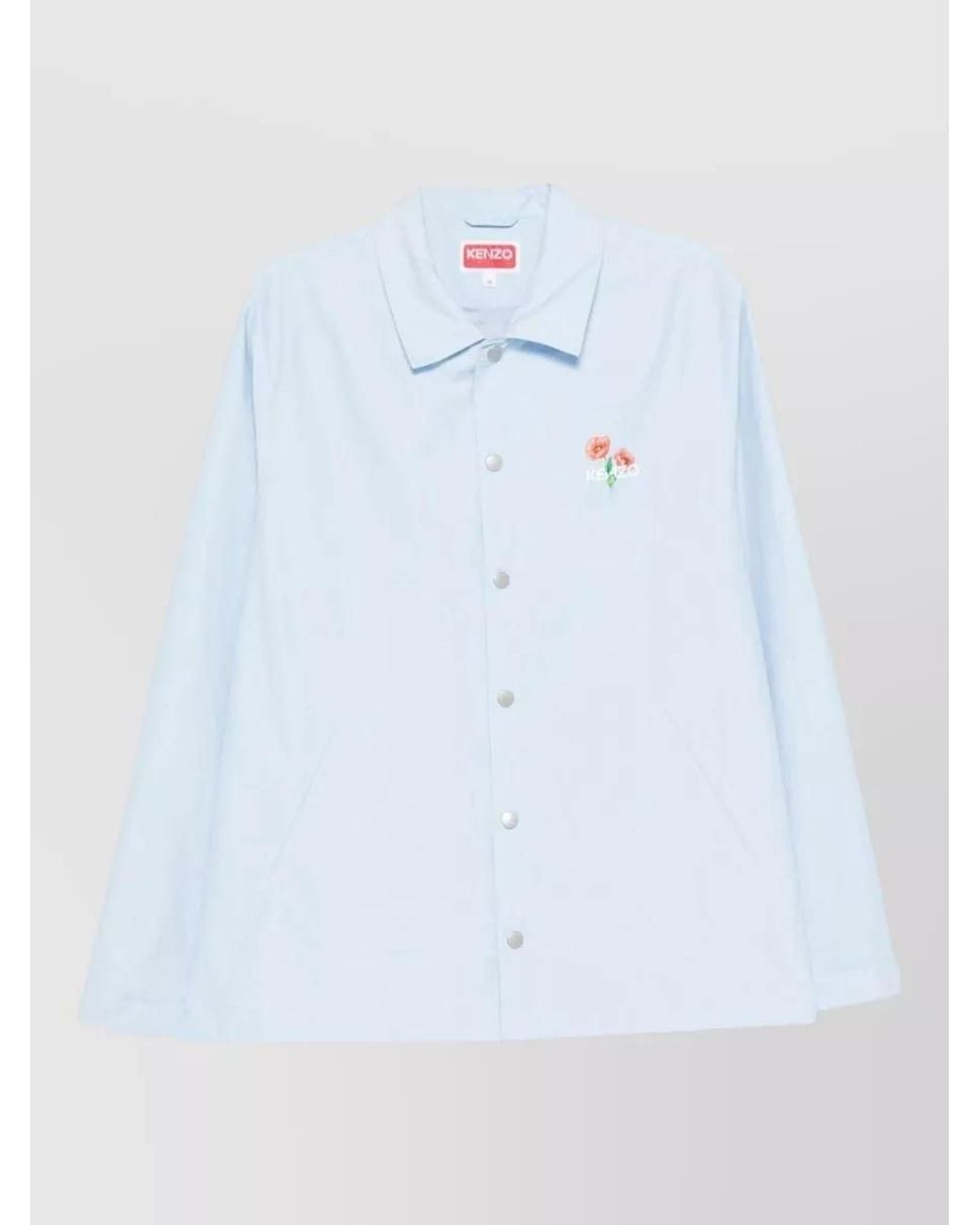 KENZO White Floral Print Single Breasted Coat for men