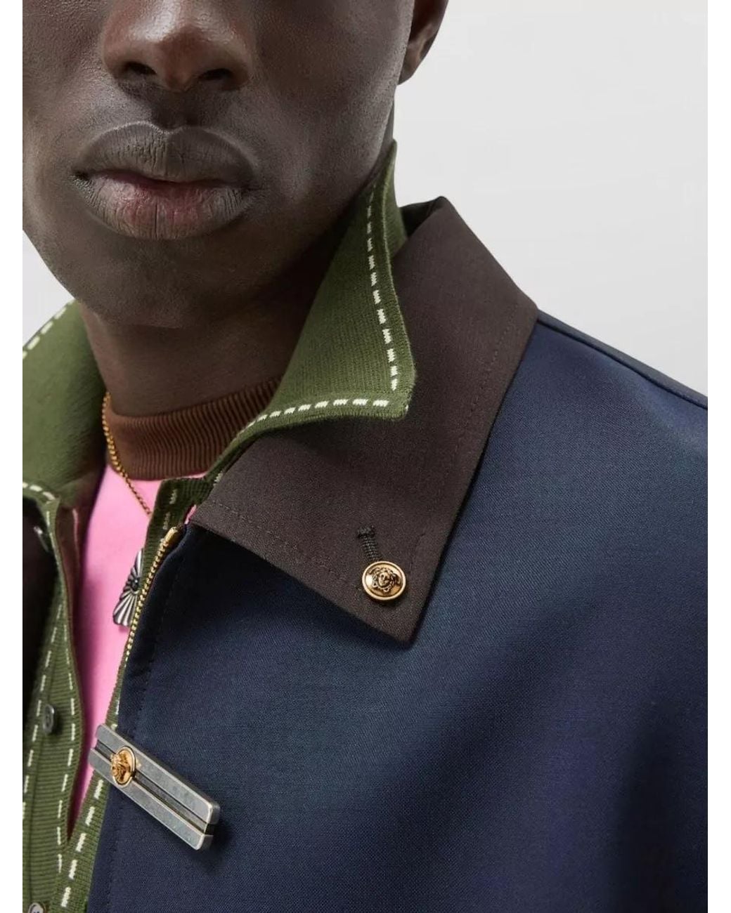 Versace Blue Wool Mohair Jacket for men
