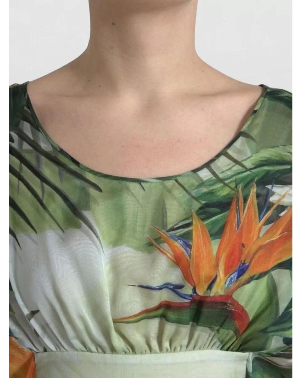 Dolce & Gabbana Green Silk Jungle Print Maxi Dress