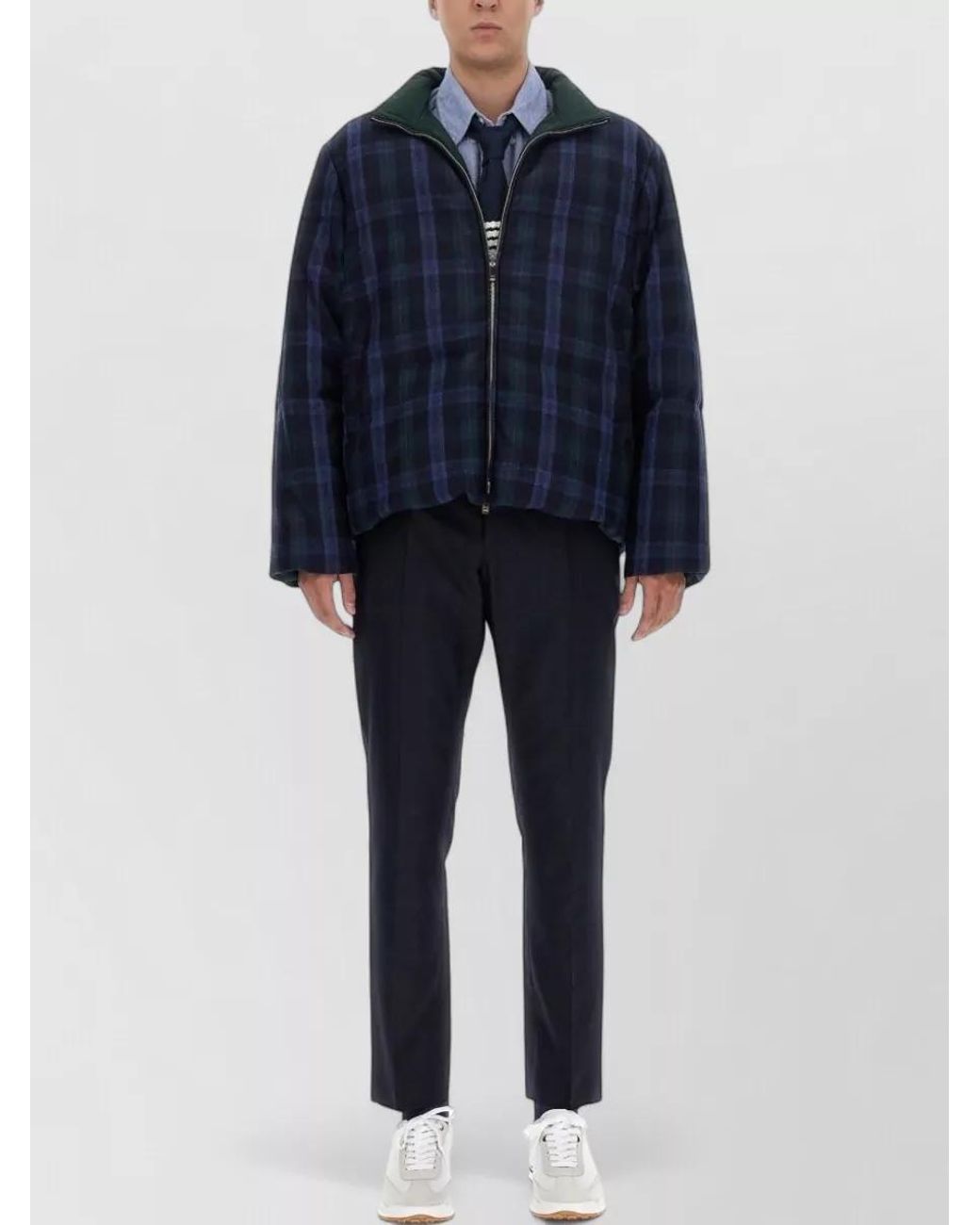 Thom Browne Blue Wool Cashmere Bomber Jacket for men