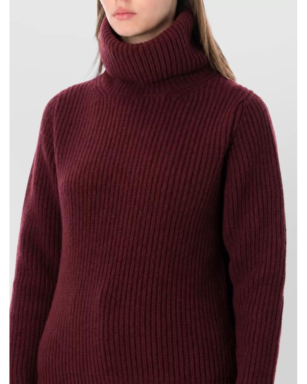 Fortela Red Wool Cashmere High Neck Sweatshirt