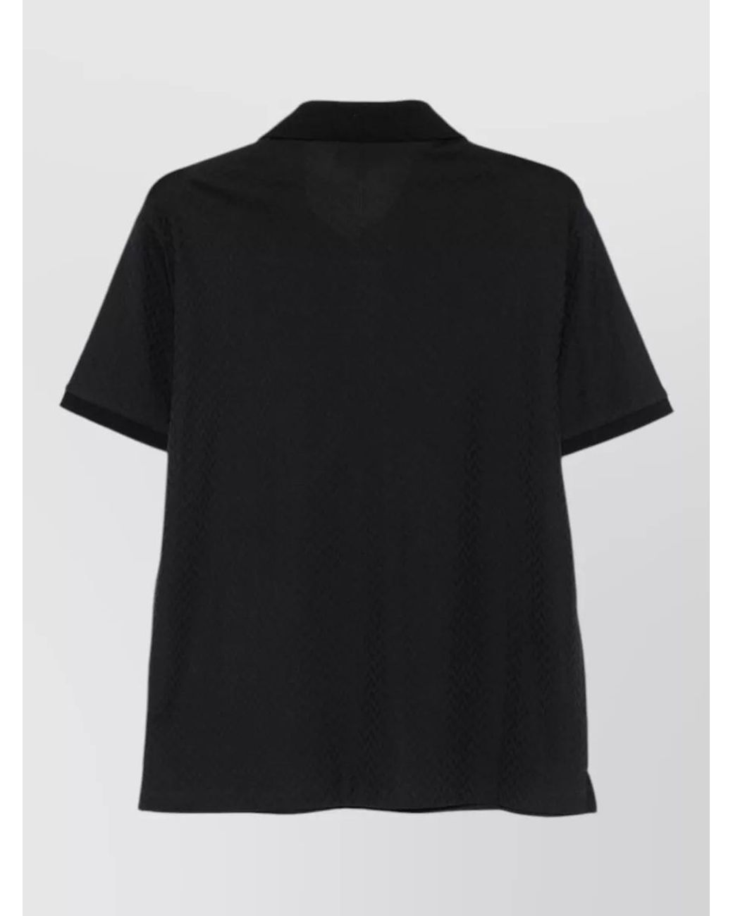 Emporio Armani Black Chevron-Knit Cotton Short-Sleeve Polo Shirt for men