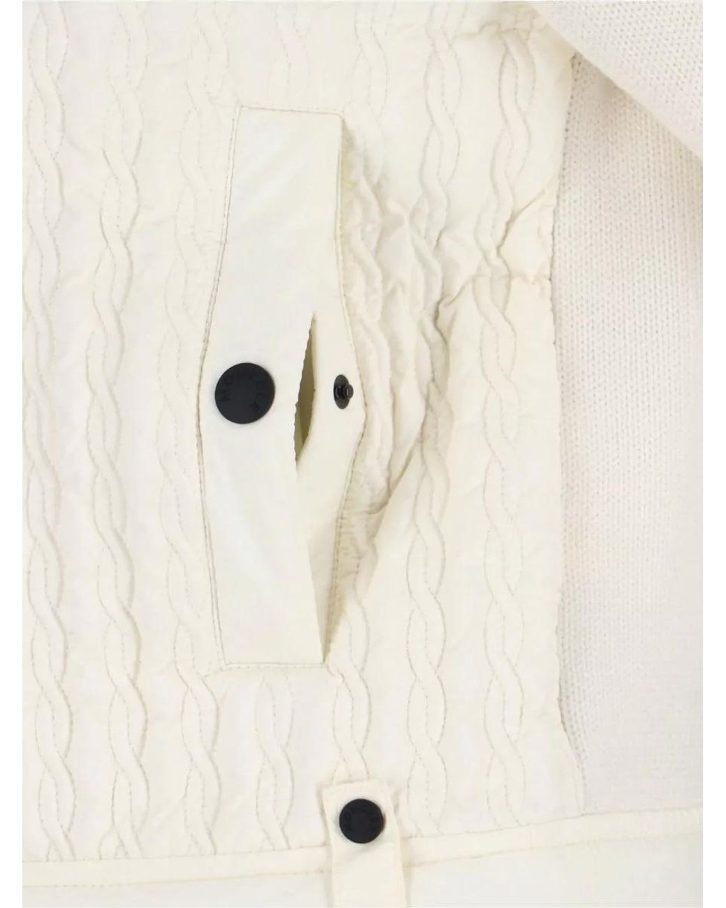 Moncler Natural Crewneck Jacket Quilted Texture Ribbed Cuffs