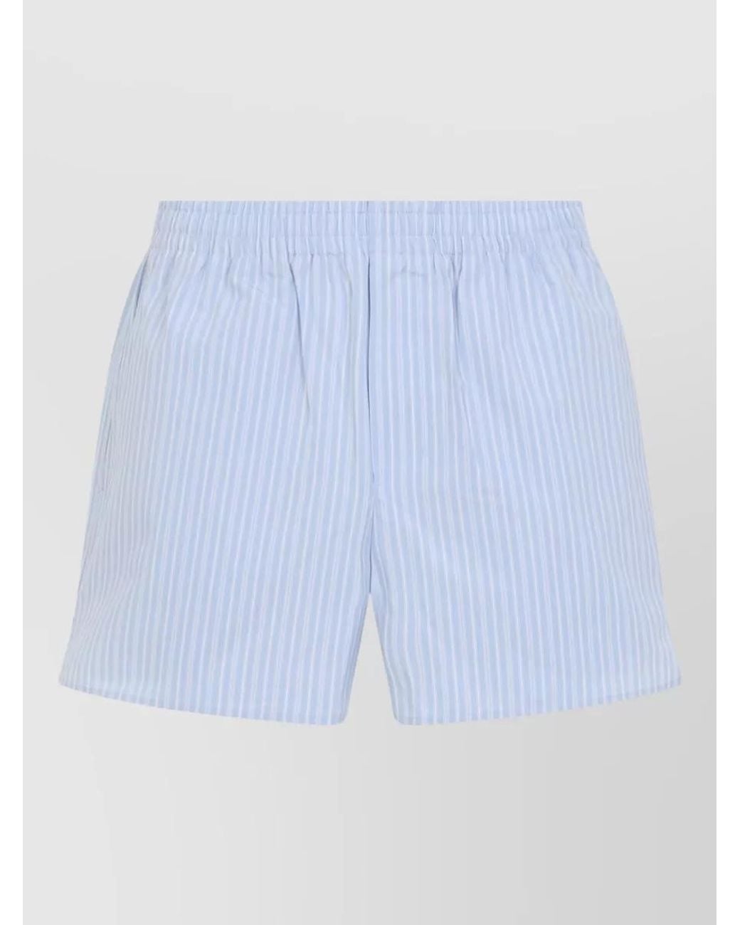 AMI Blue Striped Cotton Deck Shorts for men