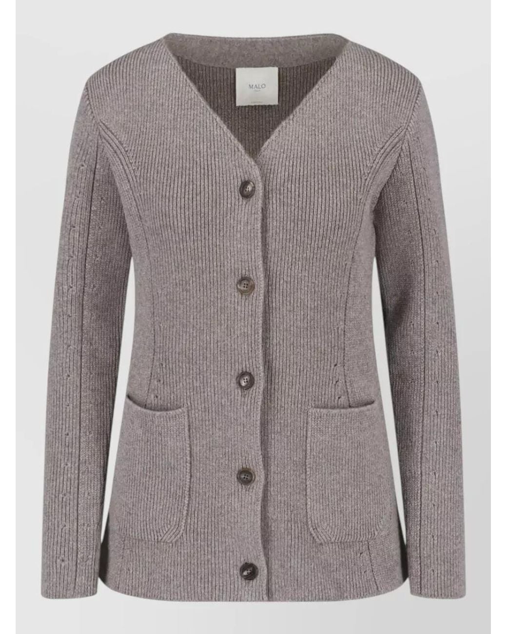 Malo Brown Cashmere Crewneck Fitted Jacket
