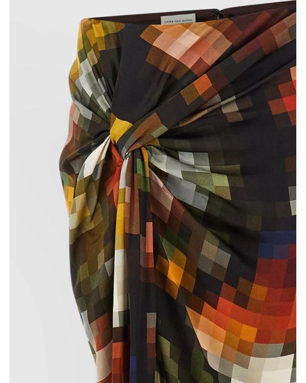 Dries Van Noten Multicolor Hemp Draped Asymmetric Maxi Skirt