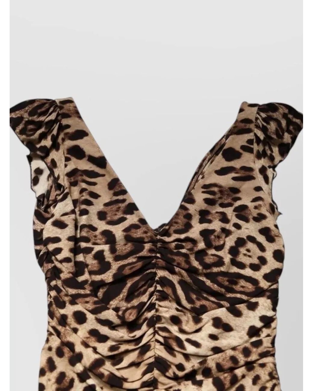 Dolce & Gabbana Brown Silk Leopard Sleeveless Sheath Midi Dress