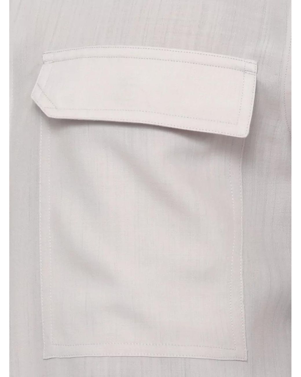 Rick Owens White Wool Long-Sleeve Shirt for men