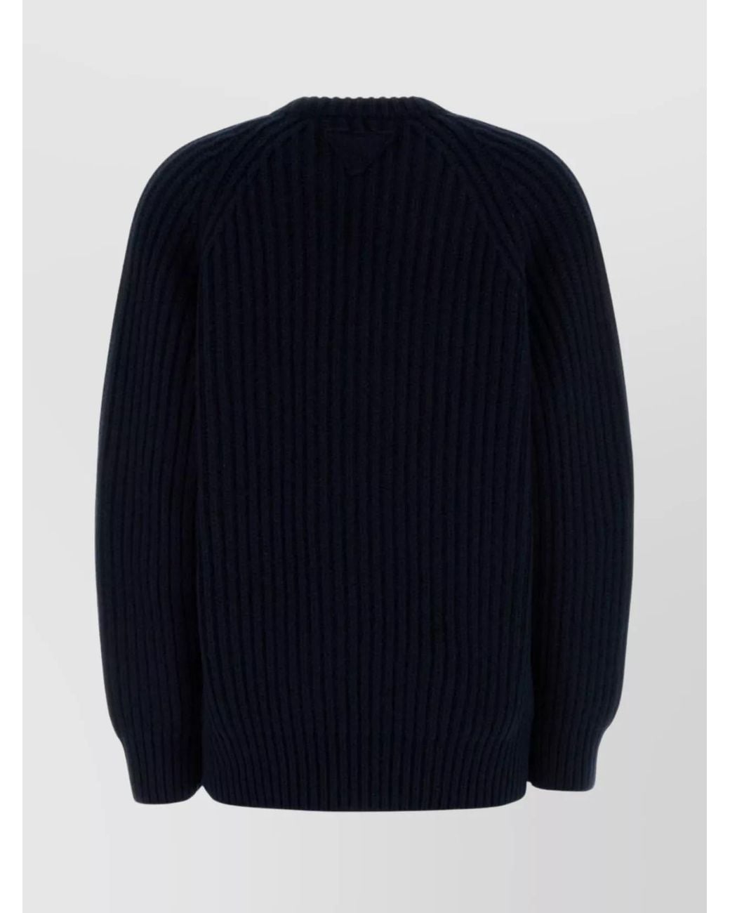 Prada Blue Ribbed-Knit Cashmere Wool Sweater