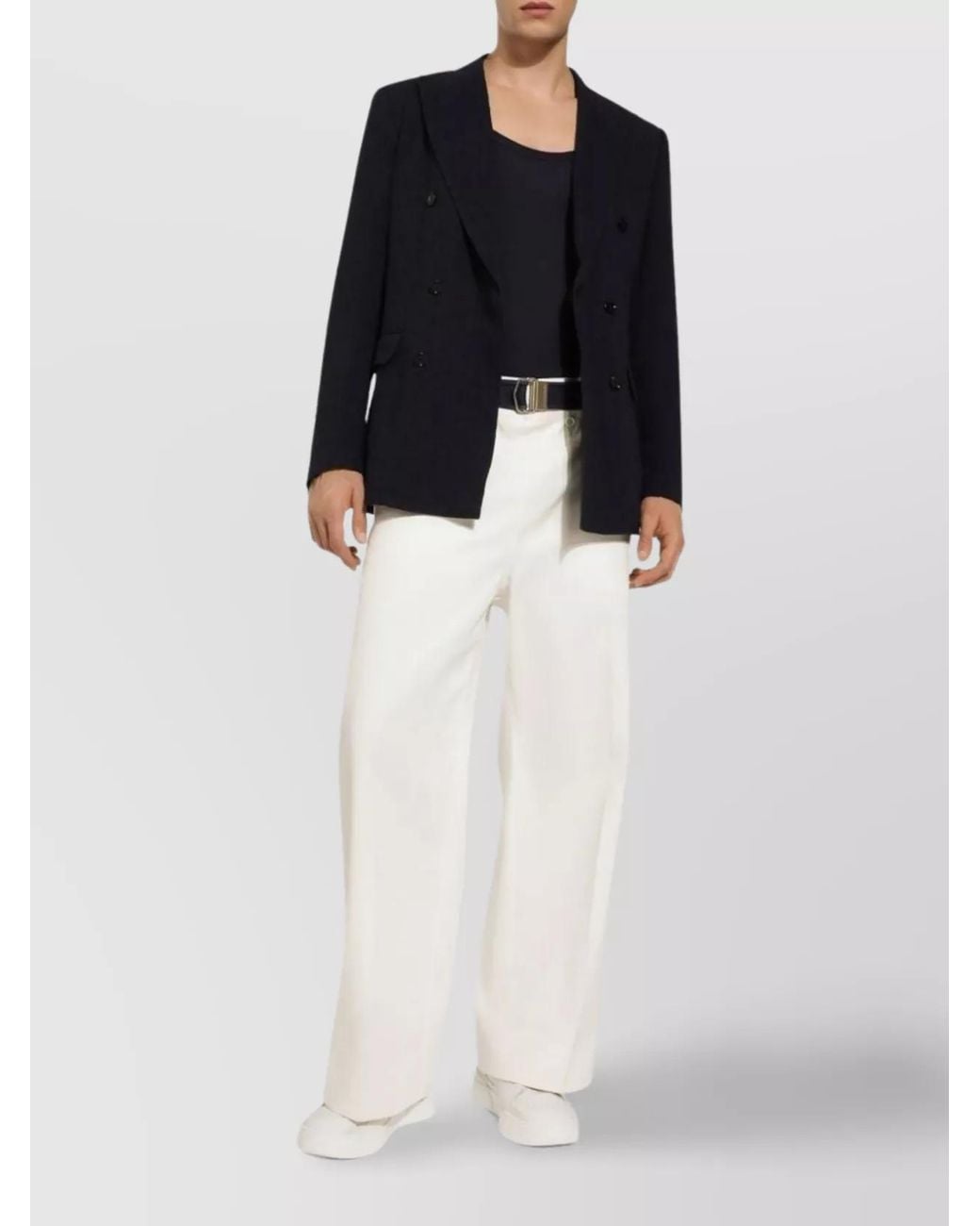Dolce & Gabbana Blue Linen Double-Breasted Blazer for men