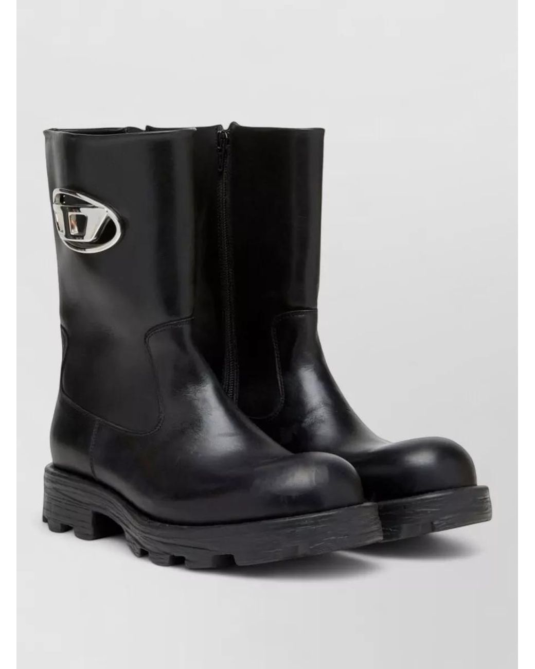DIESEL Black Leather Ankle Boots