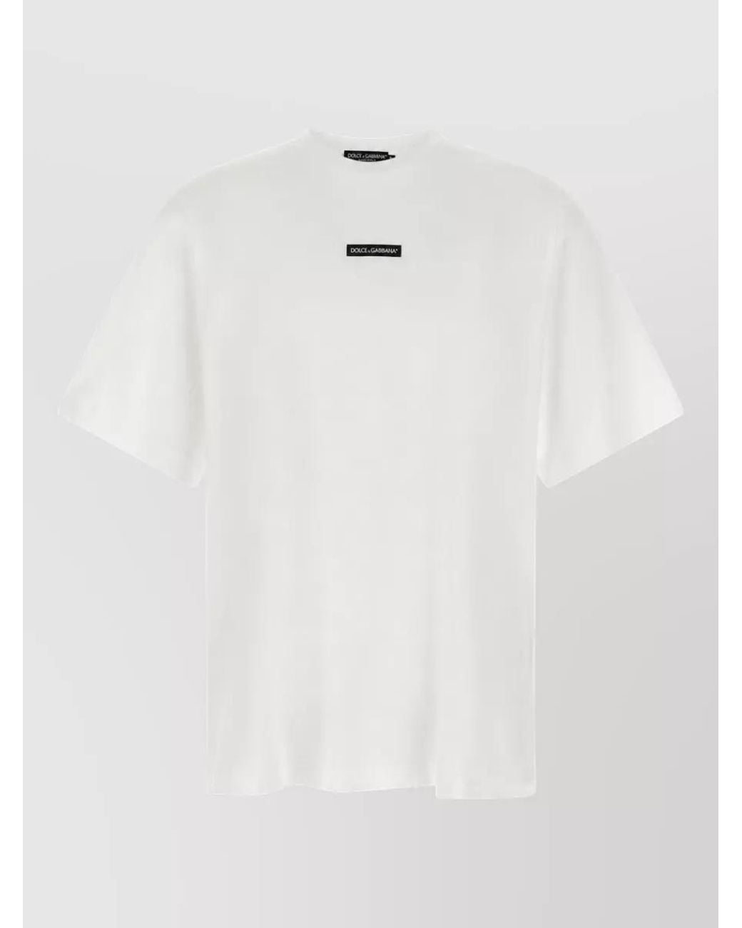 Dolce & Gabbana White Cotton Logo Patch T-Shirt for men