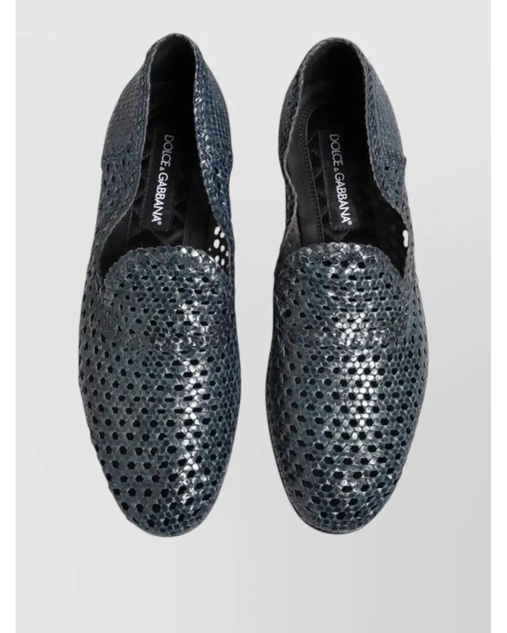 Dolce & Gabbana Blue Woven Leather Loafers for men