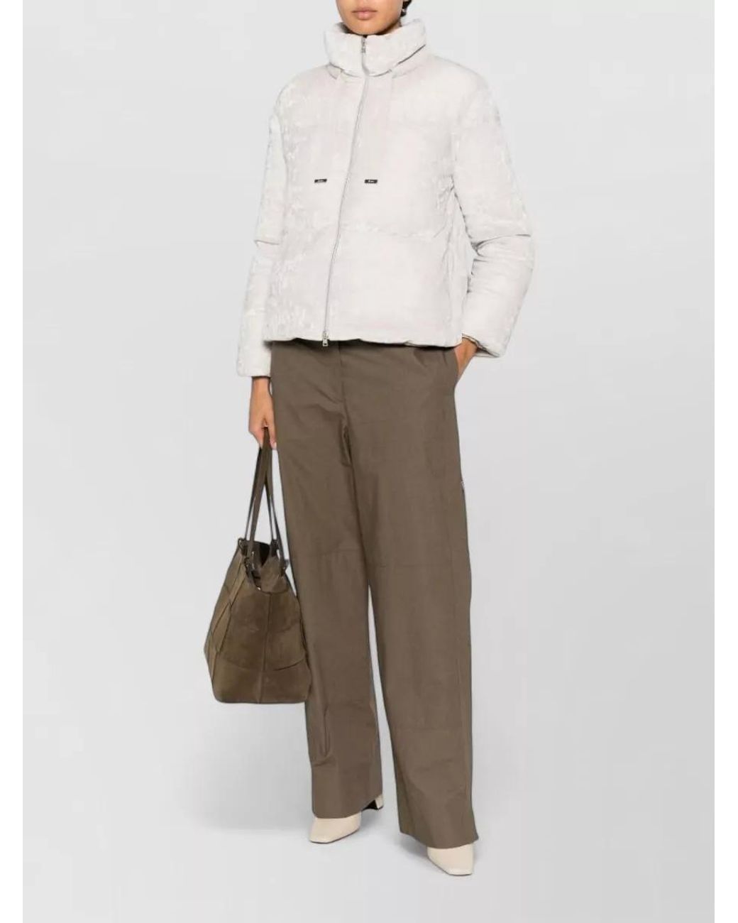Herno Natural Quilted Funnel Neck Puffer Jacket