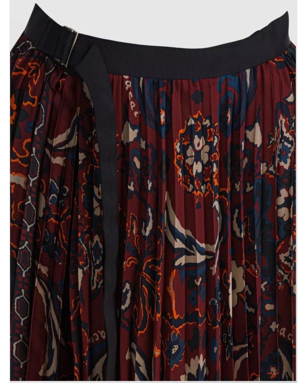 Sacai Purple Floral-Print Pleated Skirt
