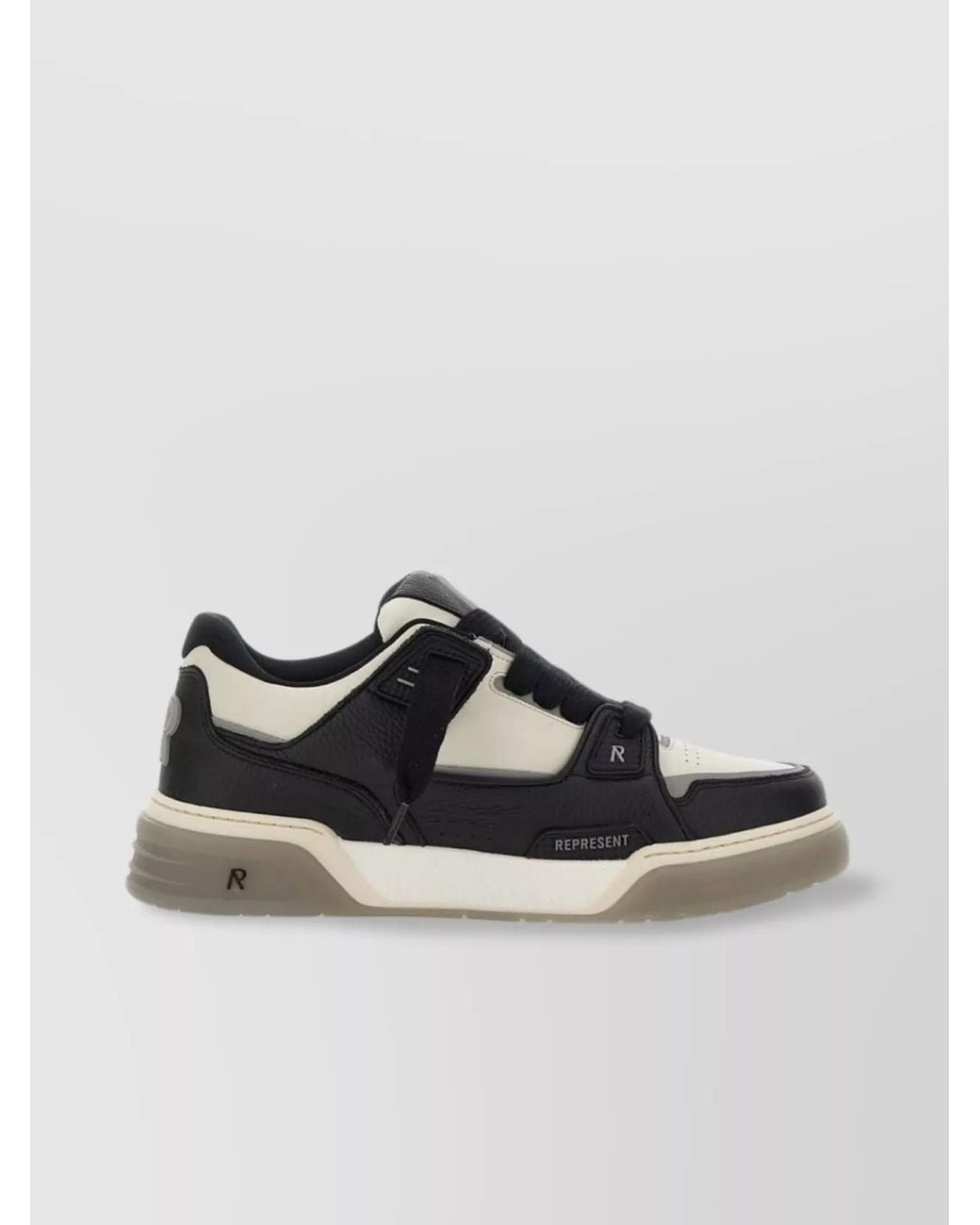Represent Black Calf Leather Low-Top Sneakers for men