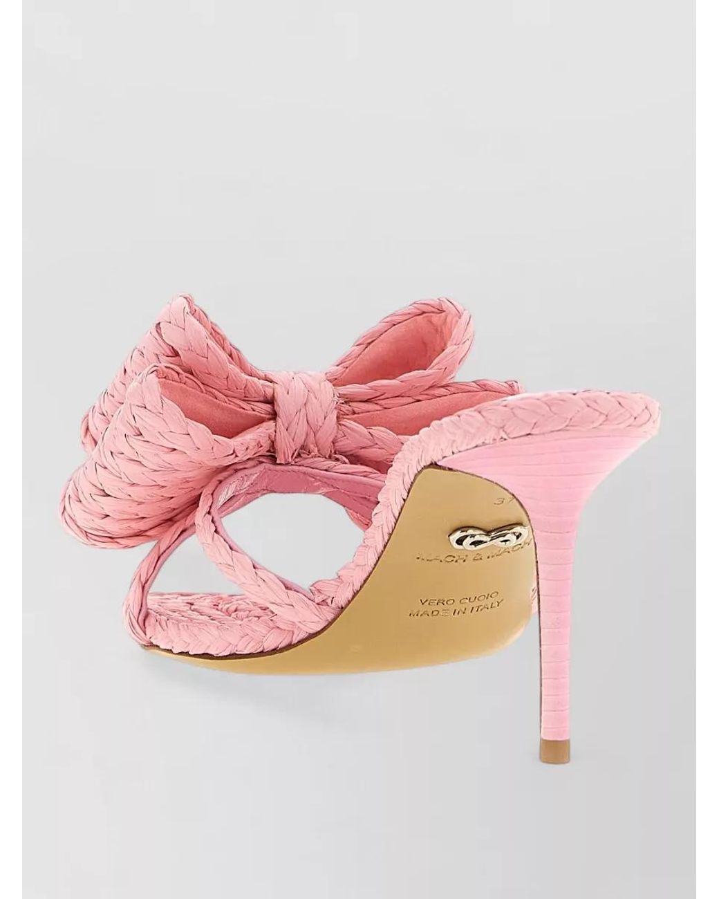 Mach & Mach Pink Raffia Bow Mules