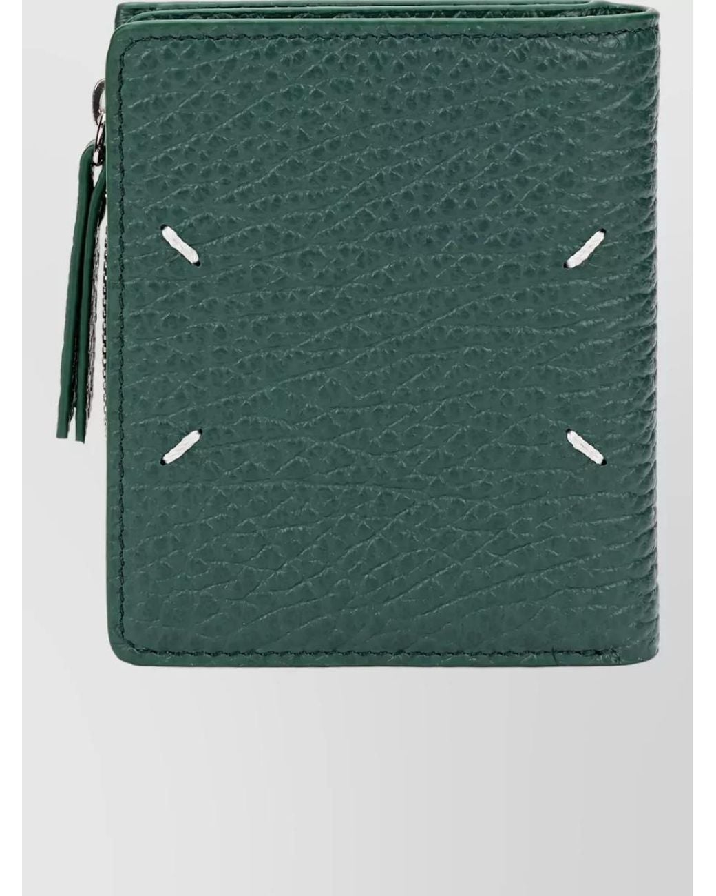 Maison Margiela Green Leather Zip Wallet