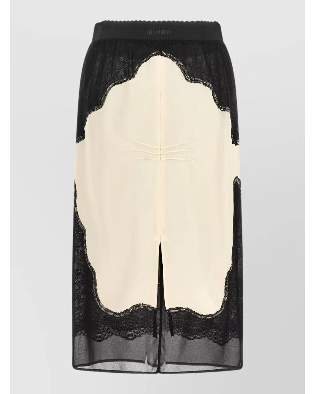 The Attico Black Lace Insert Midi Skirt