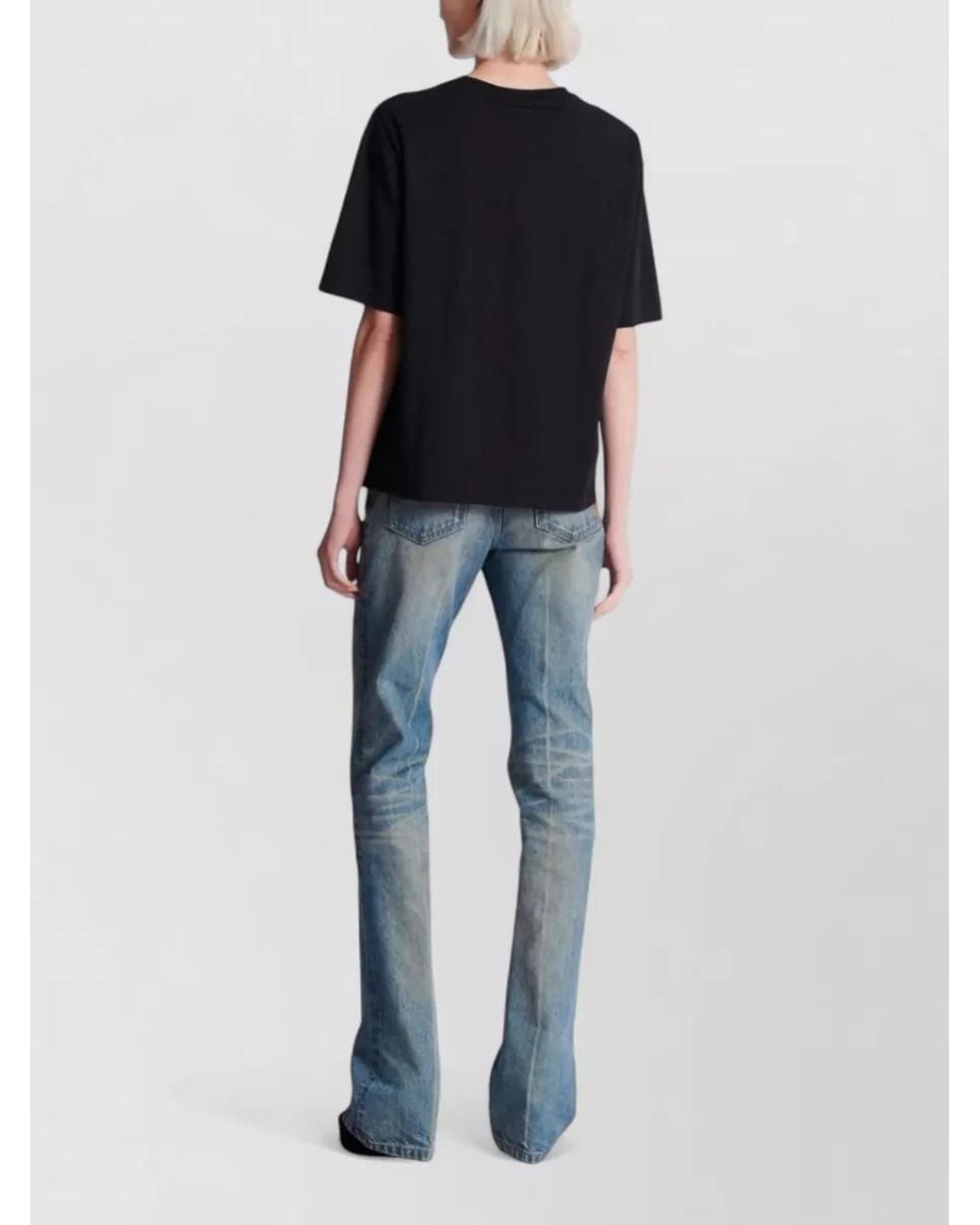 Balmain Black Cotton Logo Print Short Sleeve T-Shirt