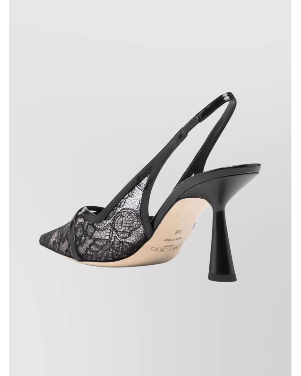 Jimmy Choo Metallic Patent Leather Lace Appliqué Slingback Pumps