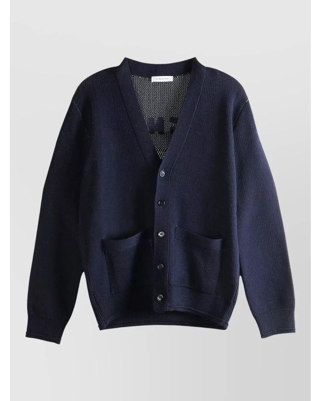 Givenchy Blue Cotton V-Neck Cardigan for men