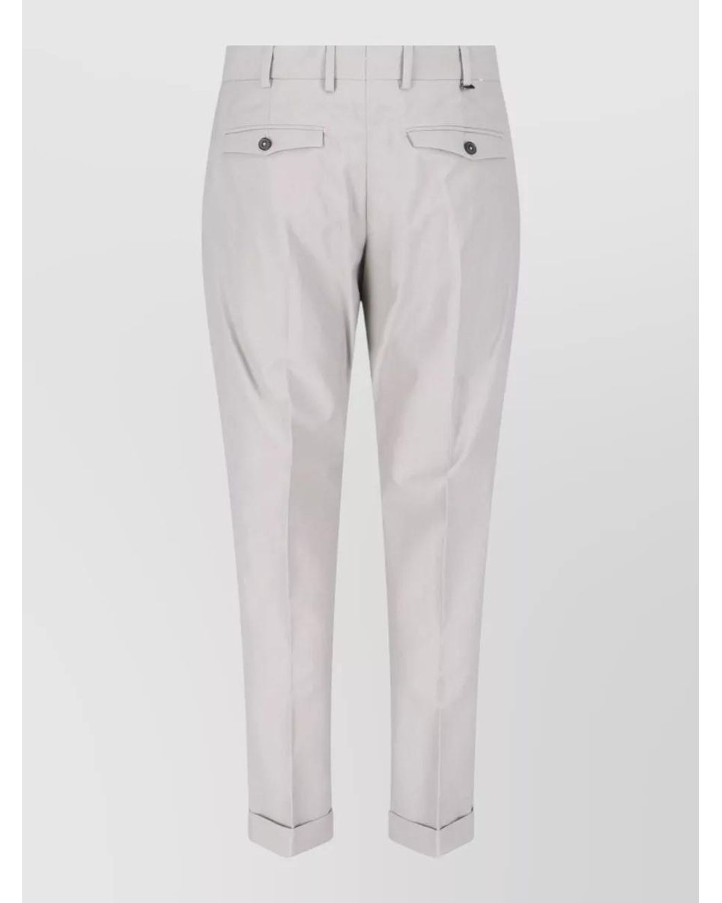 PT Torino White Straight Trousers Pleated Front Cuffed Hem for men
