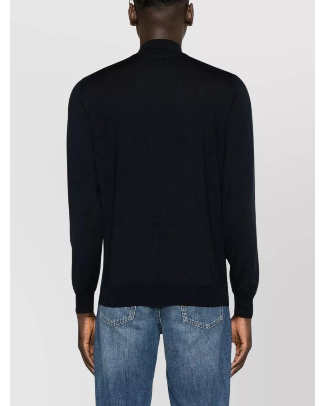 Drumohr Blue Merino Wool Fine-Knit Turtleneck Sweater for men