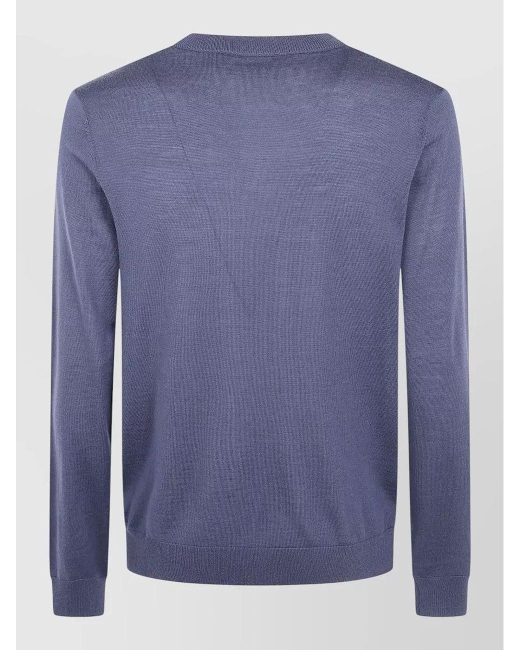 Paul Smith Blue Merino Wool Fine-Knit Crew-Neck Long-Sleeve Sweater for men