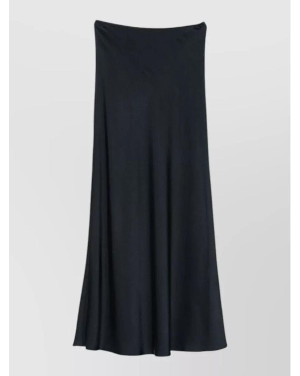 Fabiana Filippi Black High-Waisted Satin Maxi A-Line Skirt
