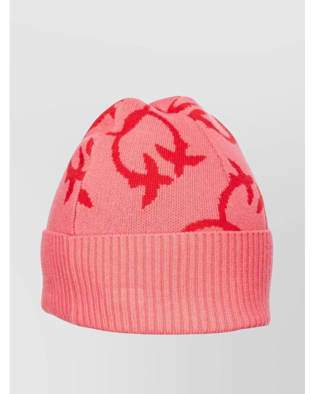 Pinko Pink Wool-Blend Logo-Jacquard Beanie