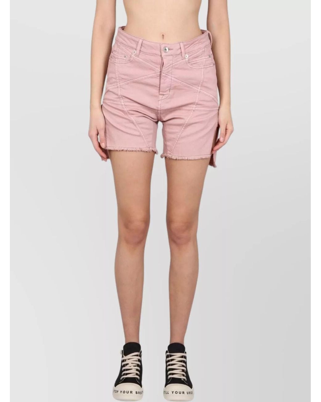Rick Owens Pink Denim Knee-Length Shorts
