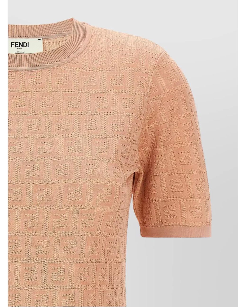Fendi Pink Cotton Blend Ribbed Knit Logo Mini Dress