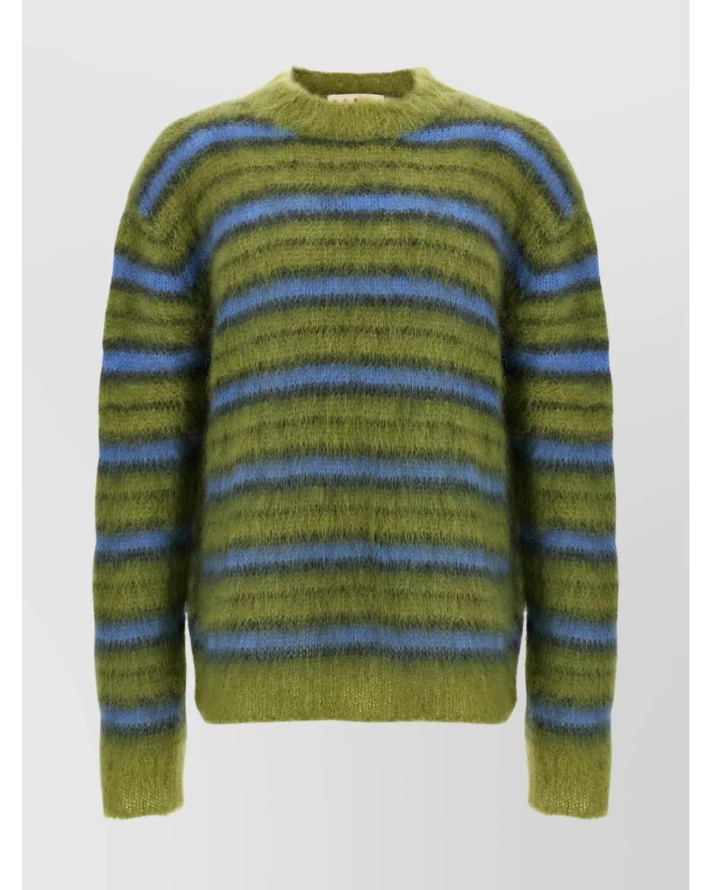 Marni Green Striped Mohair Crewneck Sweater for men