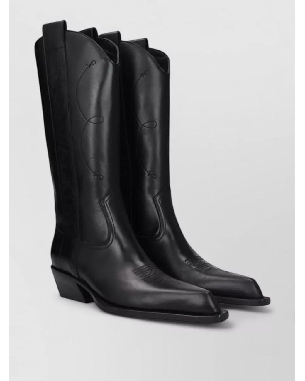 Off-White c/o Virgil Abloh Black Leather High Heel Cowboy Boots