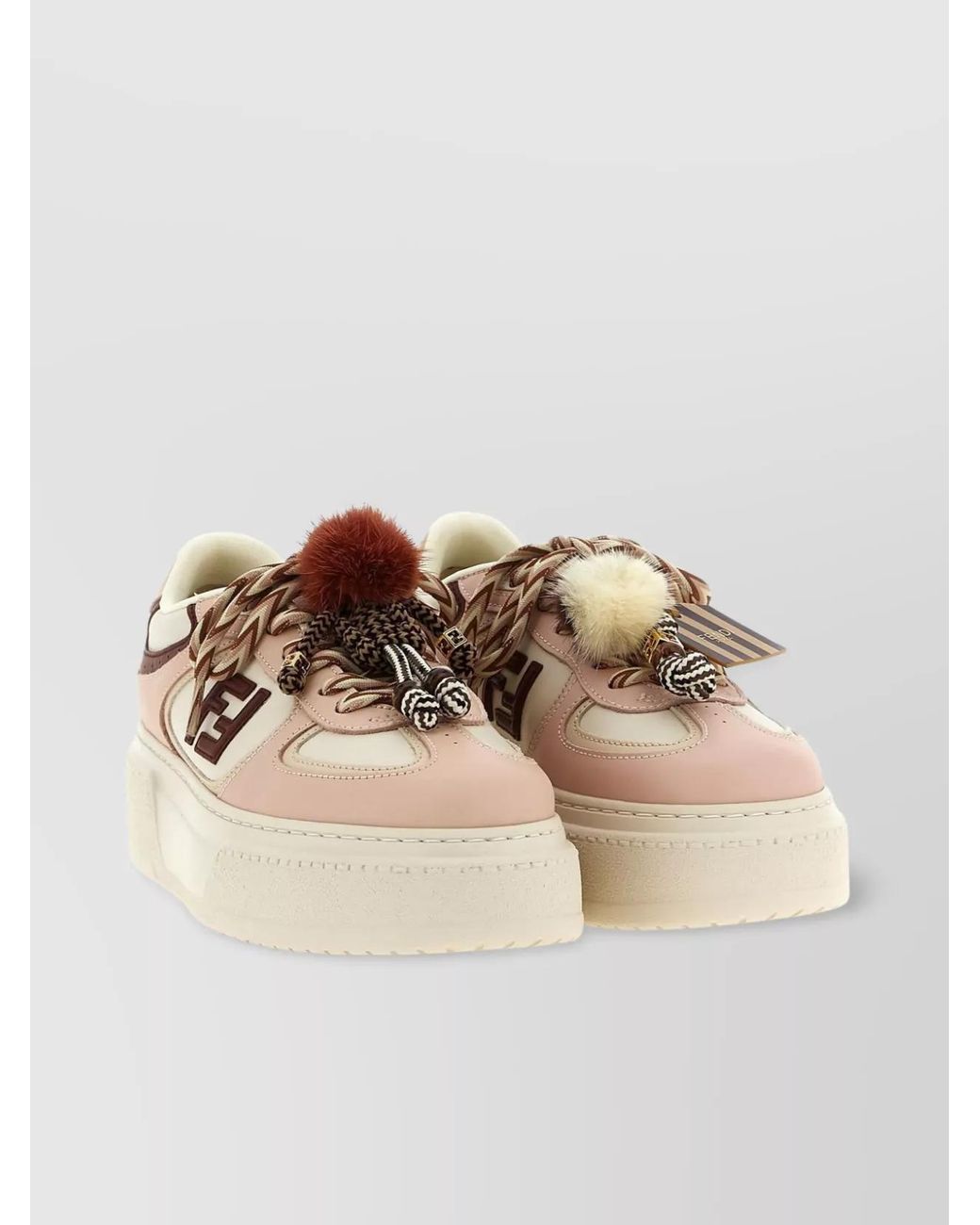 Fendi Natural Platform Logo Trainers