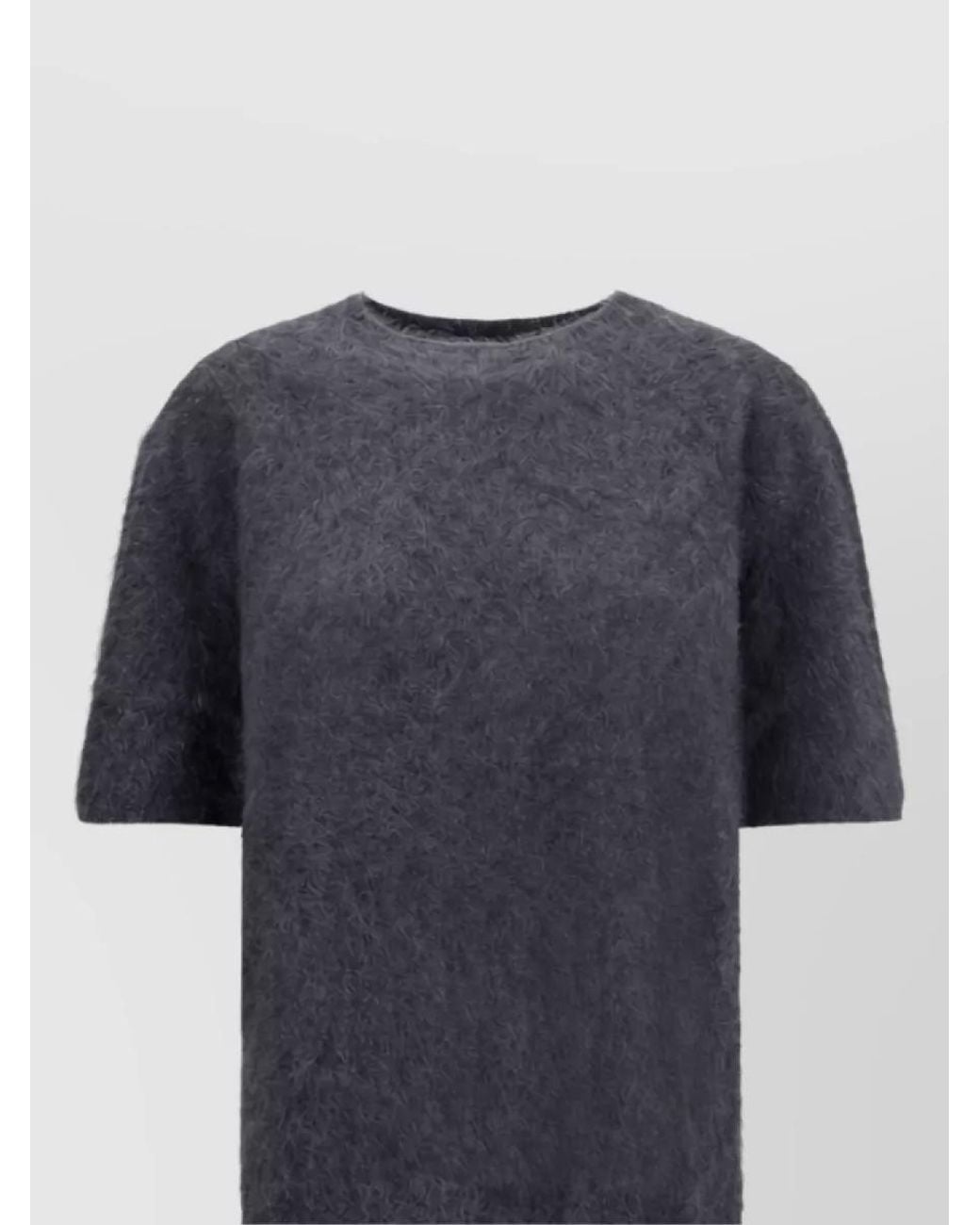 Lisa Yang Blue Cashmere Relaxed-Fit Short-Sleeve Sweater