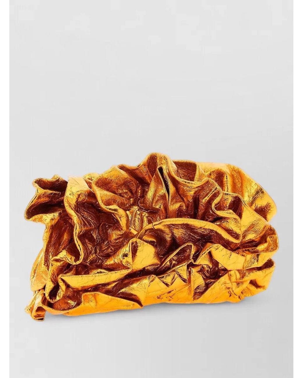 Dries Van Noten Orange Leather Ruffle Clutch Bag