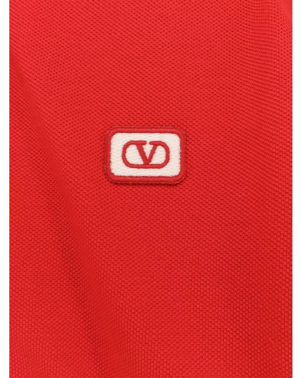 Valentino Red Cotton Short-Sleeve Polo Shirt for men