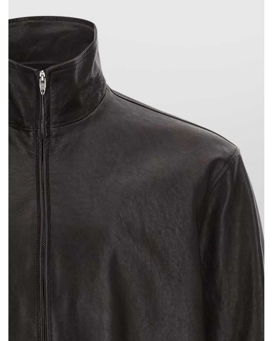 Valentino Garavani Gray Leather Regular-Fit Jacket for men