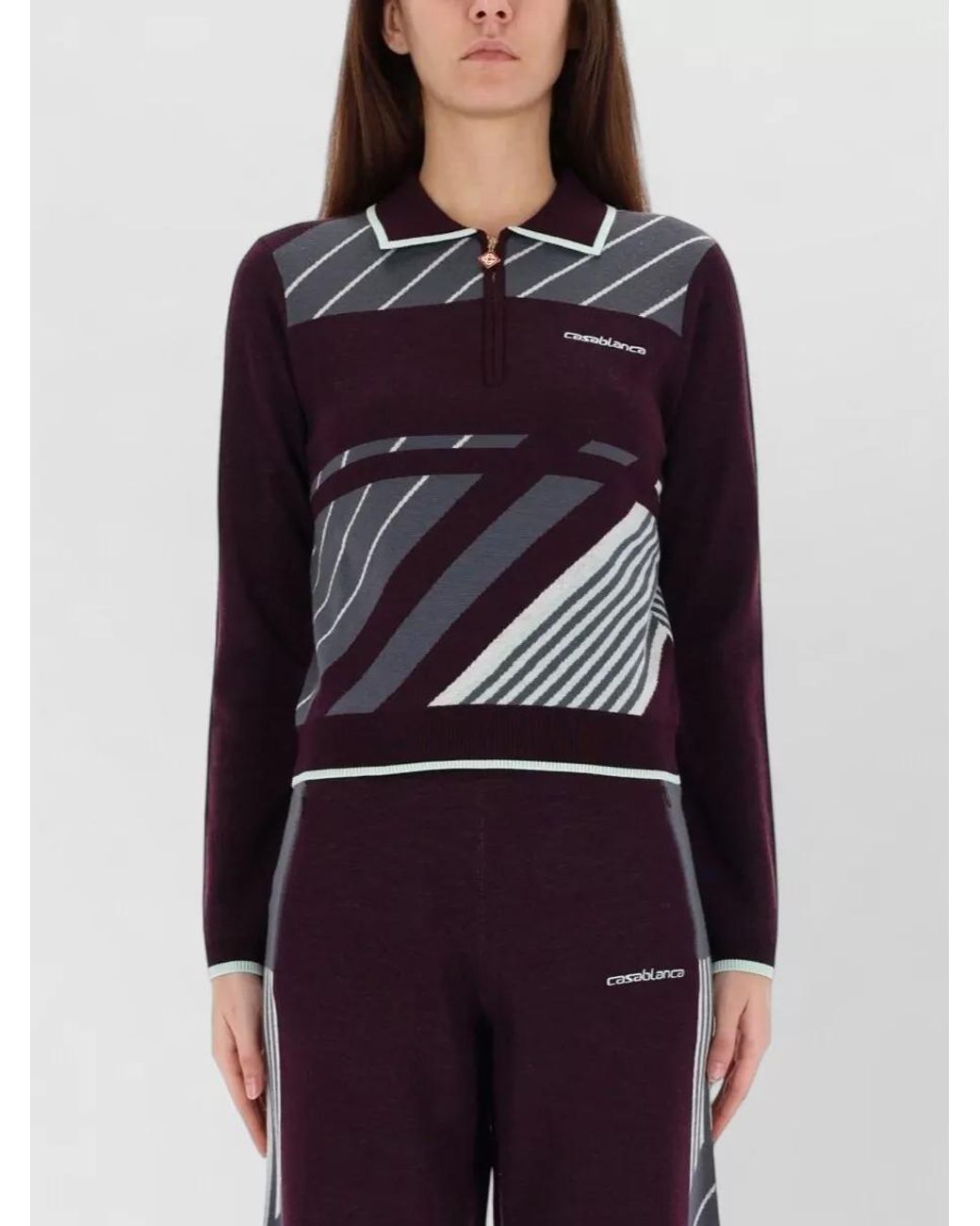 Casablanca Purple Merino Wool Polo Shirt