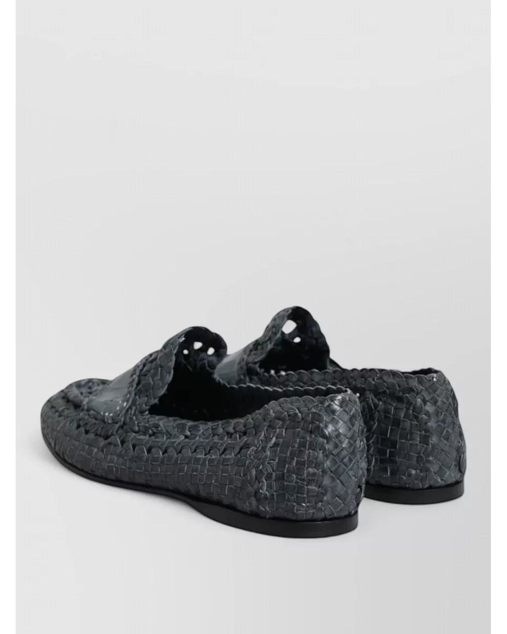 Dolce & Gabbana Gray Woven Leather Loafers for men