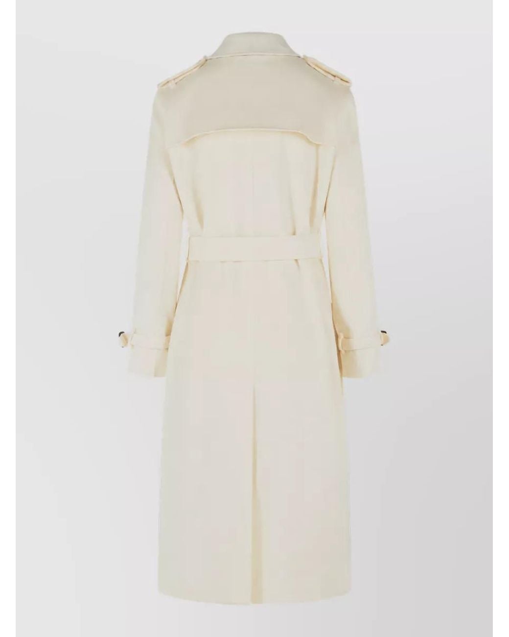 Burberry White Cashmere Long Double-Breasted Trench Coat