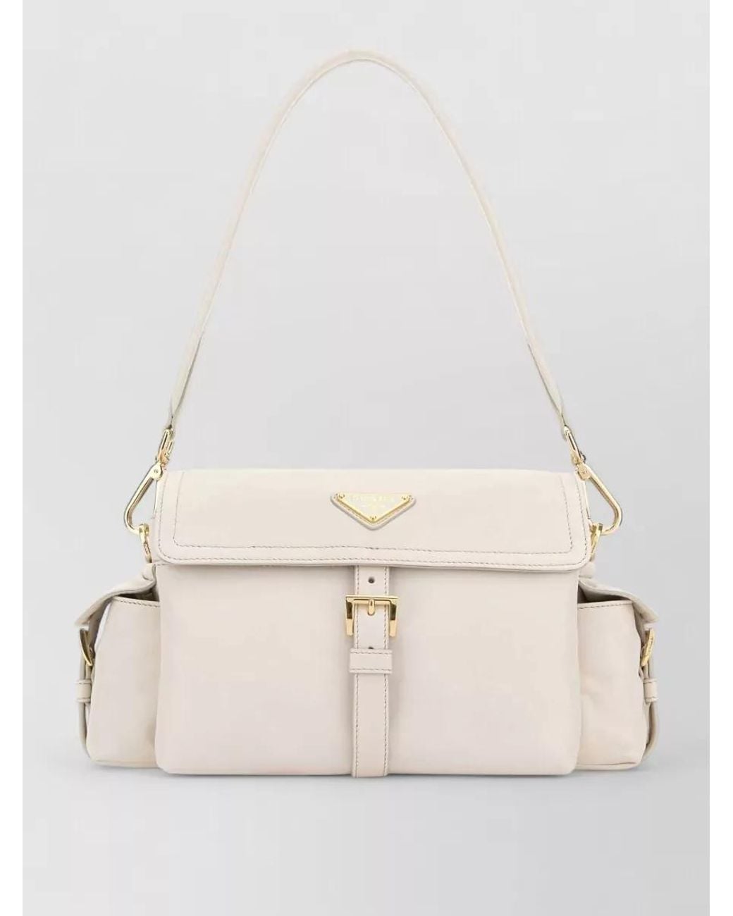 Prada Natural Ivory Nappa Leather Explore Shoulder Bag